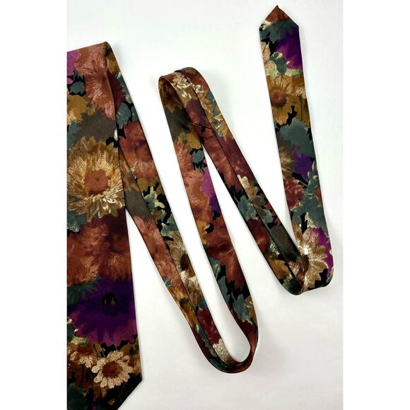 MIV Silk Tie Hand Made in Italy 1980s Floral Vintage - Picture 6 of 16